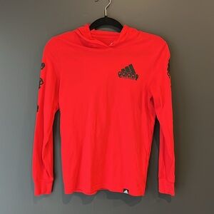 Adidas red hooded long sleeve shirts. Boys M